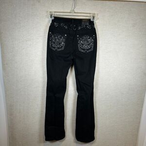 Women’s Bedazzled Bootcut Jeans Black Size 0 Y2K Glam Western Lamasini